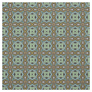Tela Patrón Retro Nouveau Deco de Turquesa Verde Ocra
