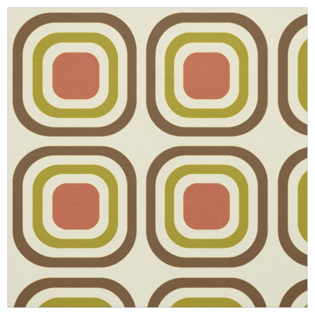 Tela Patrón retro vintage Mod Square (Retal)