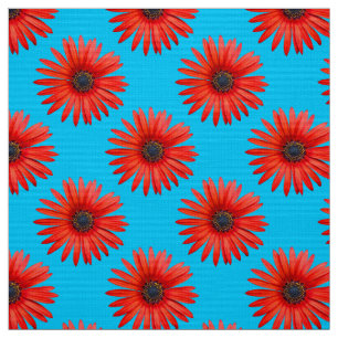 Tela Patrón rojo africano de margarita sobre el cielo a