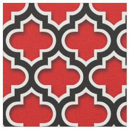 Tela Patrón rojo blanco marroquí de quatrefol #5DS