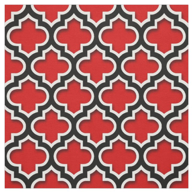 Tela Patrón rojo blanco marroquí de quatrefol #5DS (Retal)