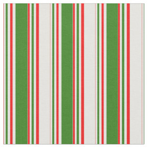 Tela Patrón rojo, blanco, rayado verde divertido