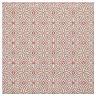Tela Patrón Rojo Blanco Taupe Vintage Retro Nouveau Dec