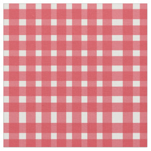 Tela Patrón rojo de Gingham blanco