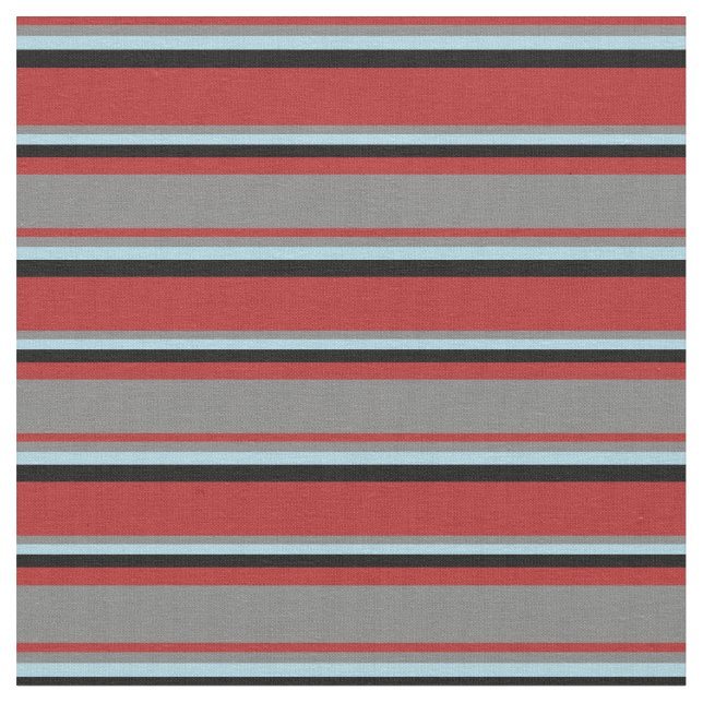 Tela Patrón rojo, gris, azul claro y negro (De cerca)