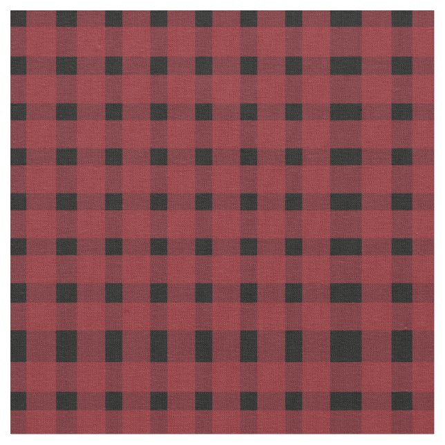 Tela Patrón rojo negro de Gingham  (De cerca)