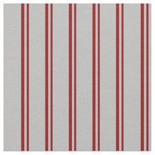 Tela Patrón rojo oscuro y gris rayado/lino