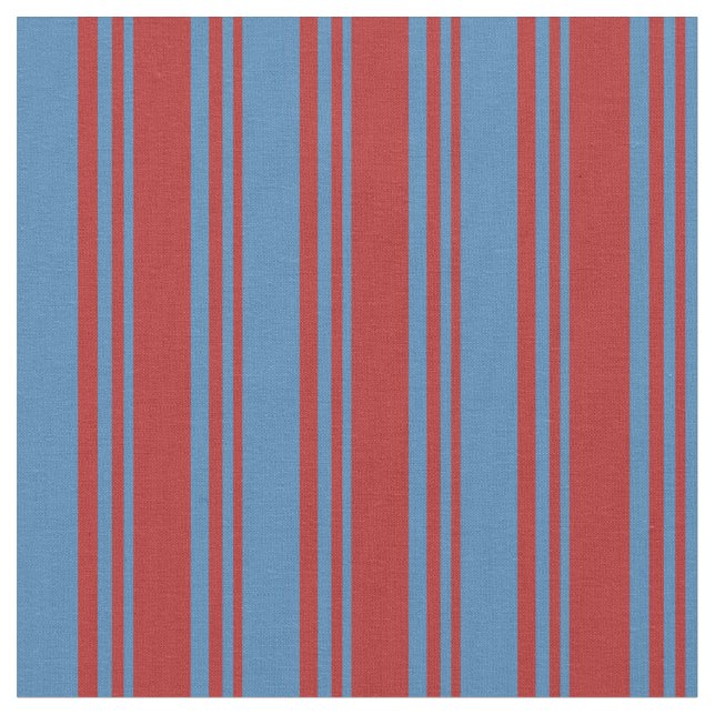 Tela Patrón rojo y azul de franjas (De cerca)