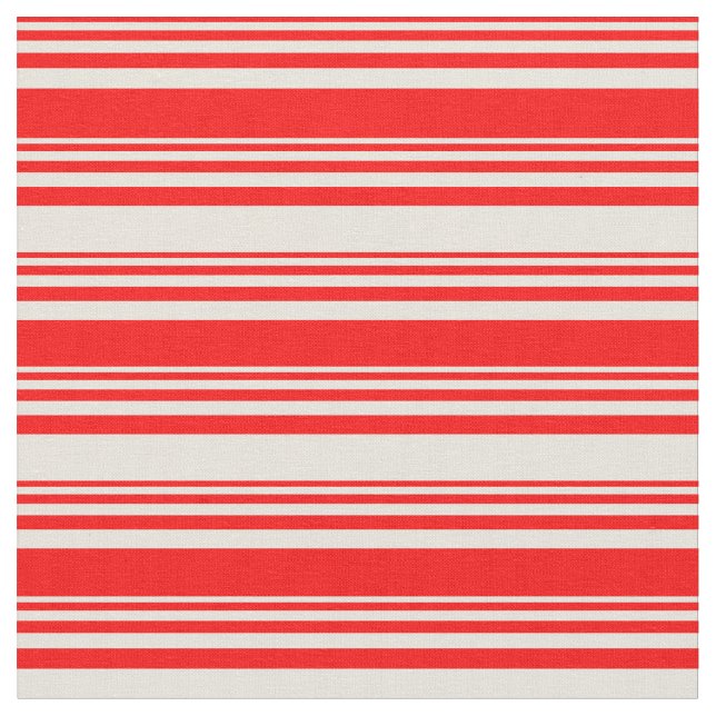 Tela Patrón rojo y beige de franjas (De cerca)