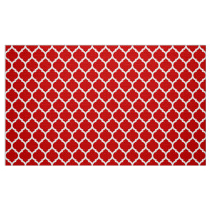 Tela Patrón rojo y blanco marroquí de quatrefoil