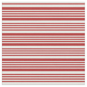 Tela Patrón rojo y color crema de menta