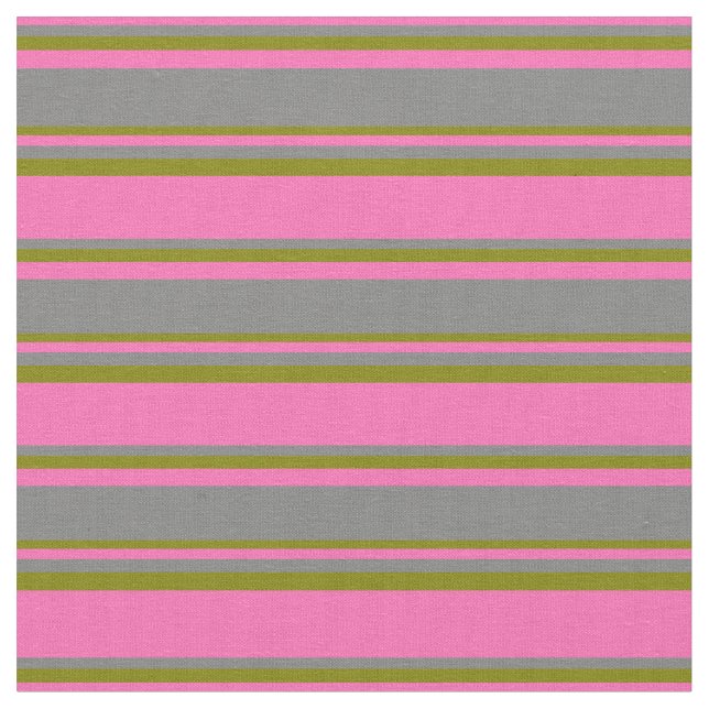 Tela Patrón rosa caliente, gris y verde (De cerca)