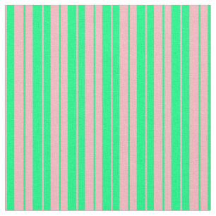 Tela Patrón rosa claro y verde de las franjas