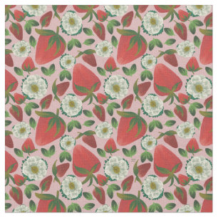 Tela Patrón rosa de fresa floral
