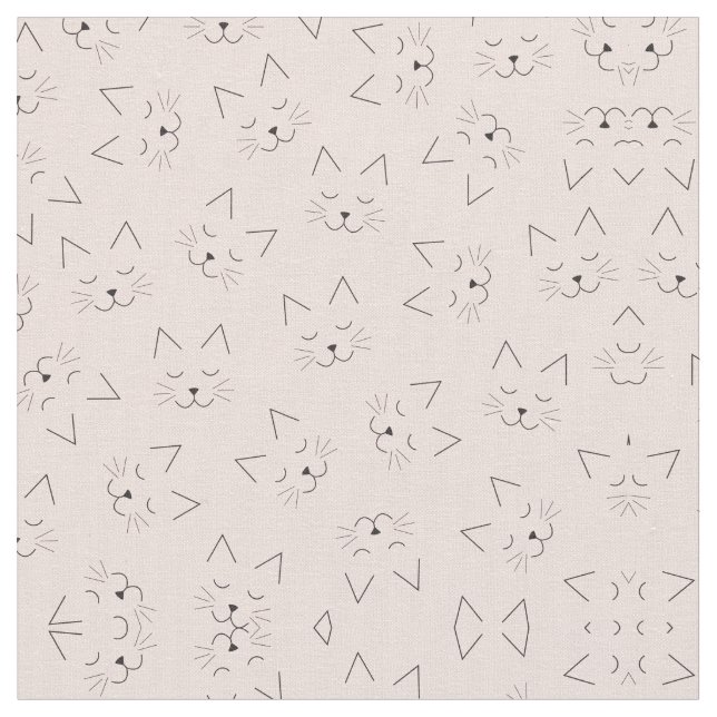 Tela Patrón rosa de gato gatito gitano negro lindo (De cerca)