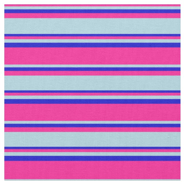 Tela Patrón rosa profundo, azul claro y con lino azul (De cerca)