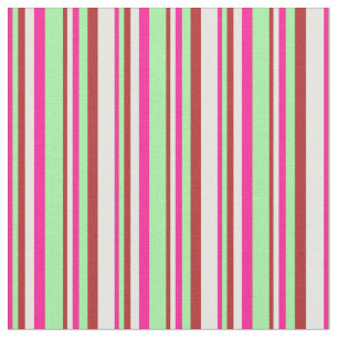 Tela Patrón rosa profundo, verde, rojo y blanco