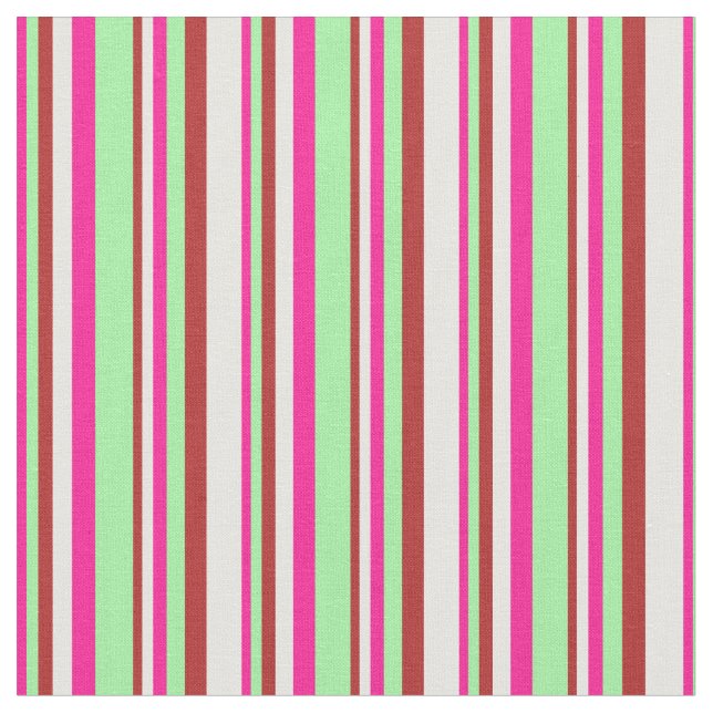 Tela Patrón rosa profundo, verde, rojo y blanco (De cerca)