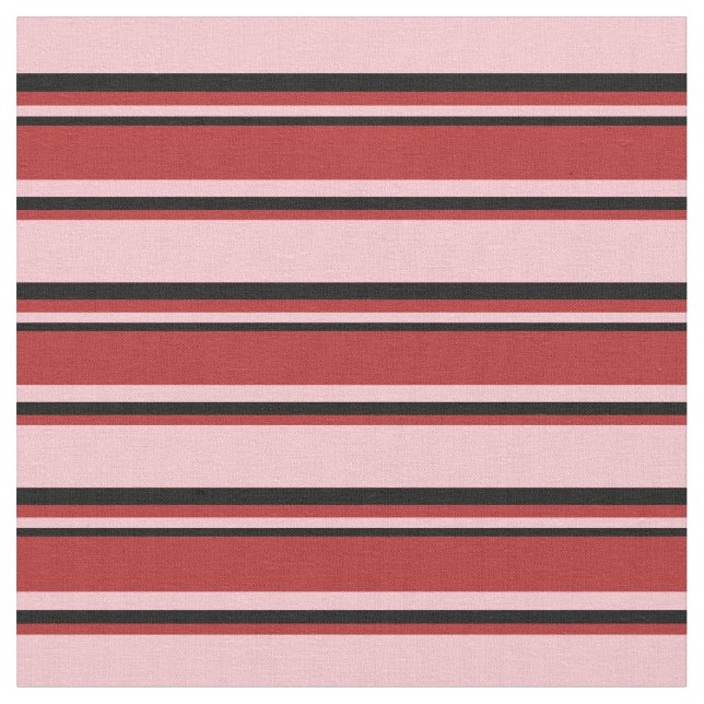 Tela Patrón rosa, rojo y negro con lino (De cerca)