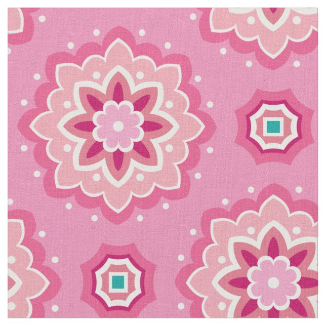 Tela Patrón rosa y floral (De cerca)