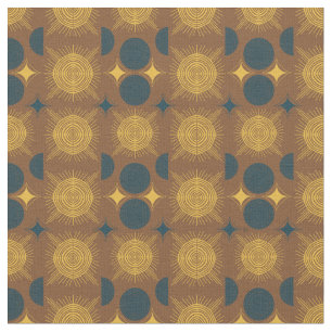 Tela Patrón Rústico de Luna de Sol Celeste Boho