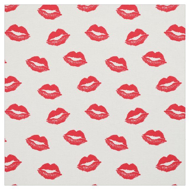Tela Patrón Sexy De Labios Rojos En Blanco (Retal)