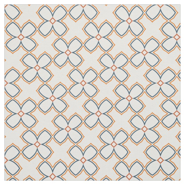 Tela Patrón simple de flor azul y blanco Naranja (Retal)