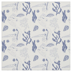 Tela Patrón sin mar con conchas marinas