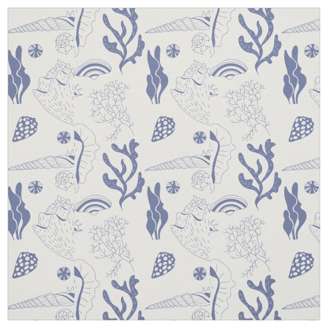 Tela Patrón sin mar con conchas marinas (Retal)