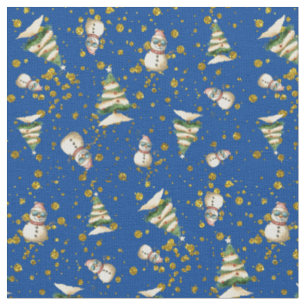 Tela Patrón Snowmen de Árboles de Navidad