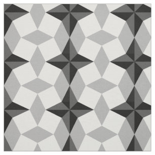 Tela Patrón Starbuust y Rhombus negro y gris