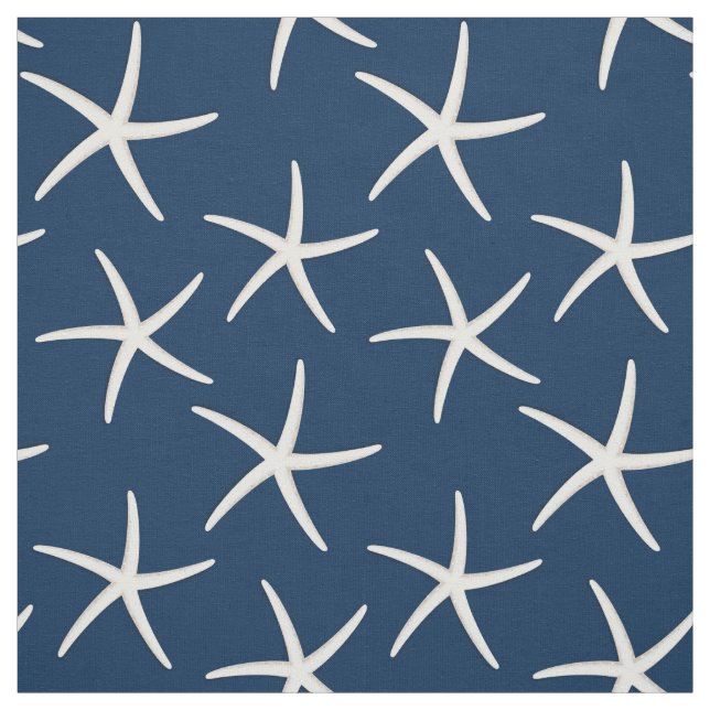 Tela Patrón Starfish Navy Blue Beach Tema Náutico (Retal)