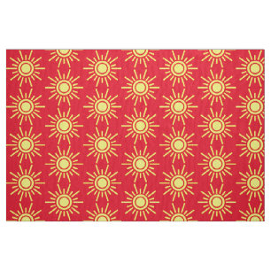 Tela Patrón Sun 02 - Amarillo sobre rojo