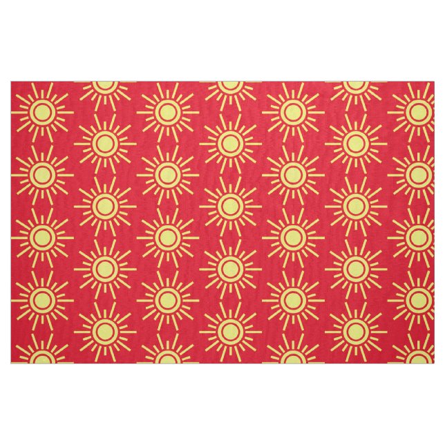 Tela Patrón Sun 02 - Amarillo sobre rojo ("Cuarto gordo" (fat quarter))