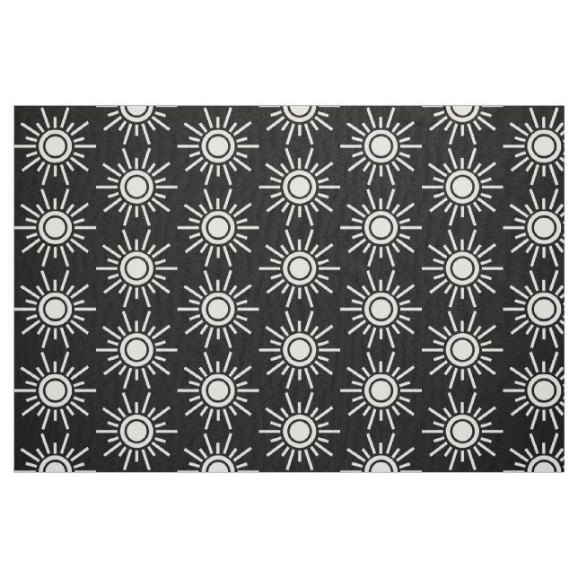 Tela Patrón Sun 02 - Blanco sobre negro ("Cuarto gordo" (fat quarter))