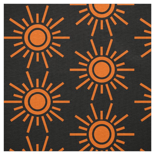 Tela Patrón Sun 02 - Naranja en negro (Retal)
