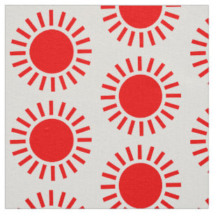 Tela Patrón Sun - Rojo sobre blanco
