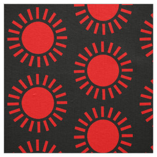 Tela Patrón Sun - Rojo sobre negro