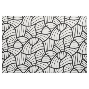 Tela Patrón Swirly de resumen blanco y negro moderno