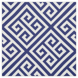 Tela Patrón T de la llave griega azul marino blanco azu