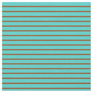 Tela Patrón tachado/rayado de color turquesa y marrón