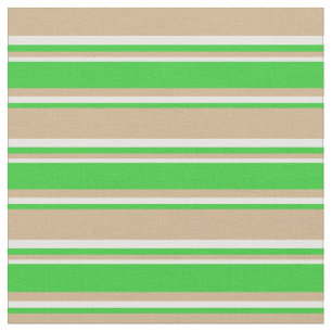Tela Patrón Tan, Lime Green y White Stripes