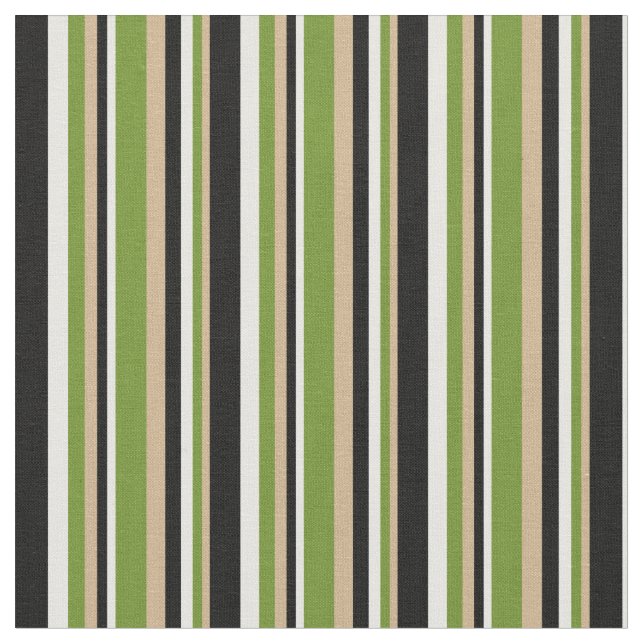 Tela Patrón Tan, Verde, Mint Cream y Black Stripes (De cerca)