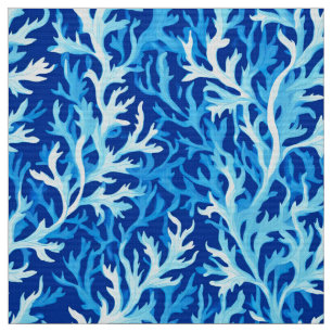 Tela Patrón textil costero de algas azules