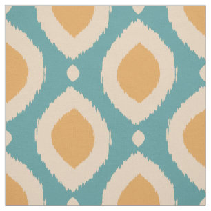 Tela Patrón tribal amarillo Boho Ikat Print Aqua
