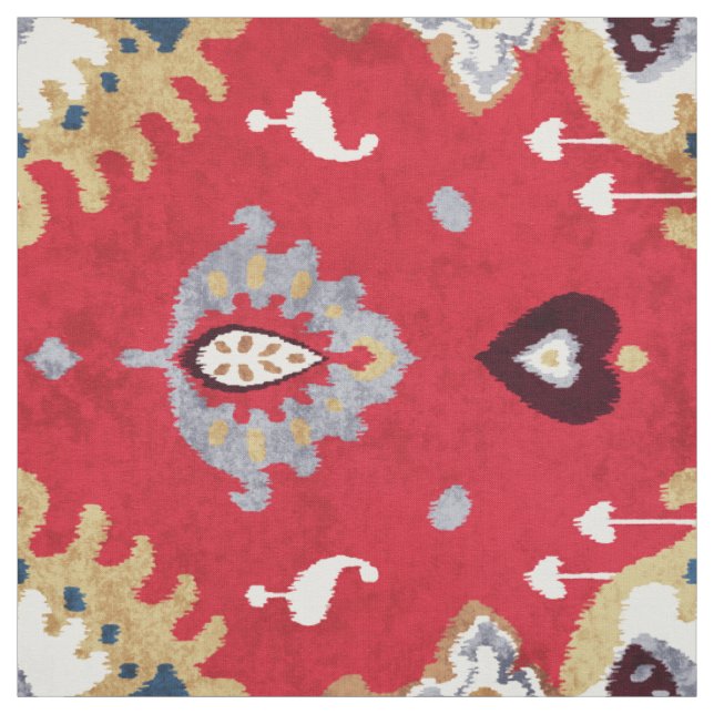 Tela patrón tribal de ikat amarillo rojo Moda (Retal)