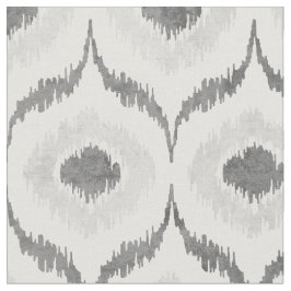 Tela Patrón tribal de ikat blanco y gris neutro de Guay