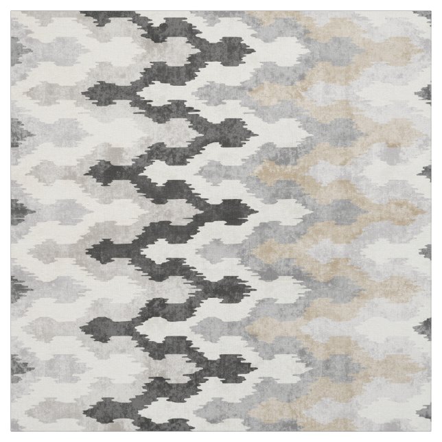 Tela Patrón tribal de ikat chevron gris neutro de Guay (Retal)