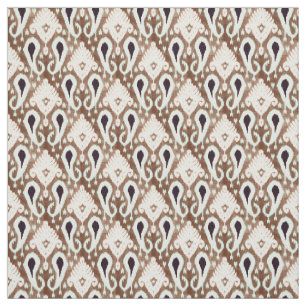 Tela Patrón tribal de Ikat marrón oscuro verde claro Se