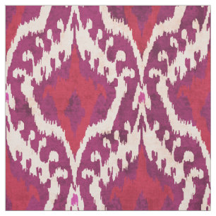 Tela Patrón tribal de ikat rojo y púrpura